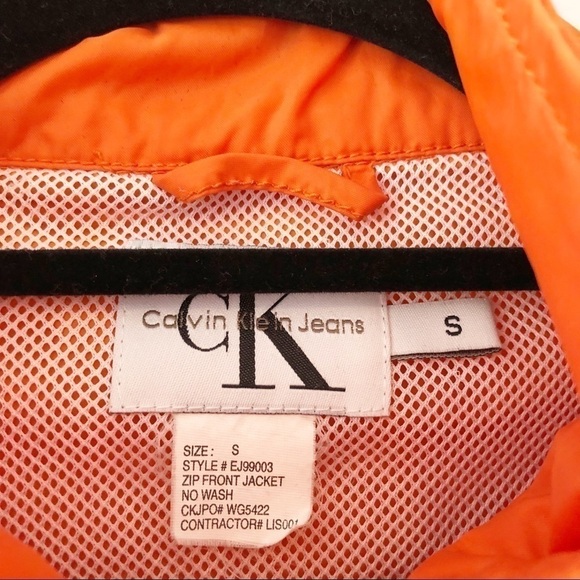 Calvin Klein Orange Spell Out Windbreaker Jacket - Picture 3 of 7